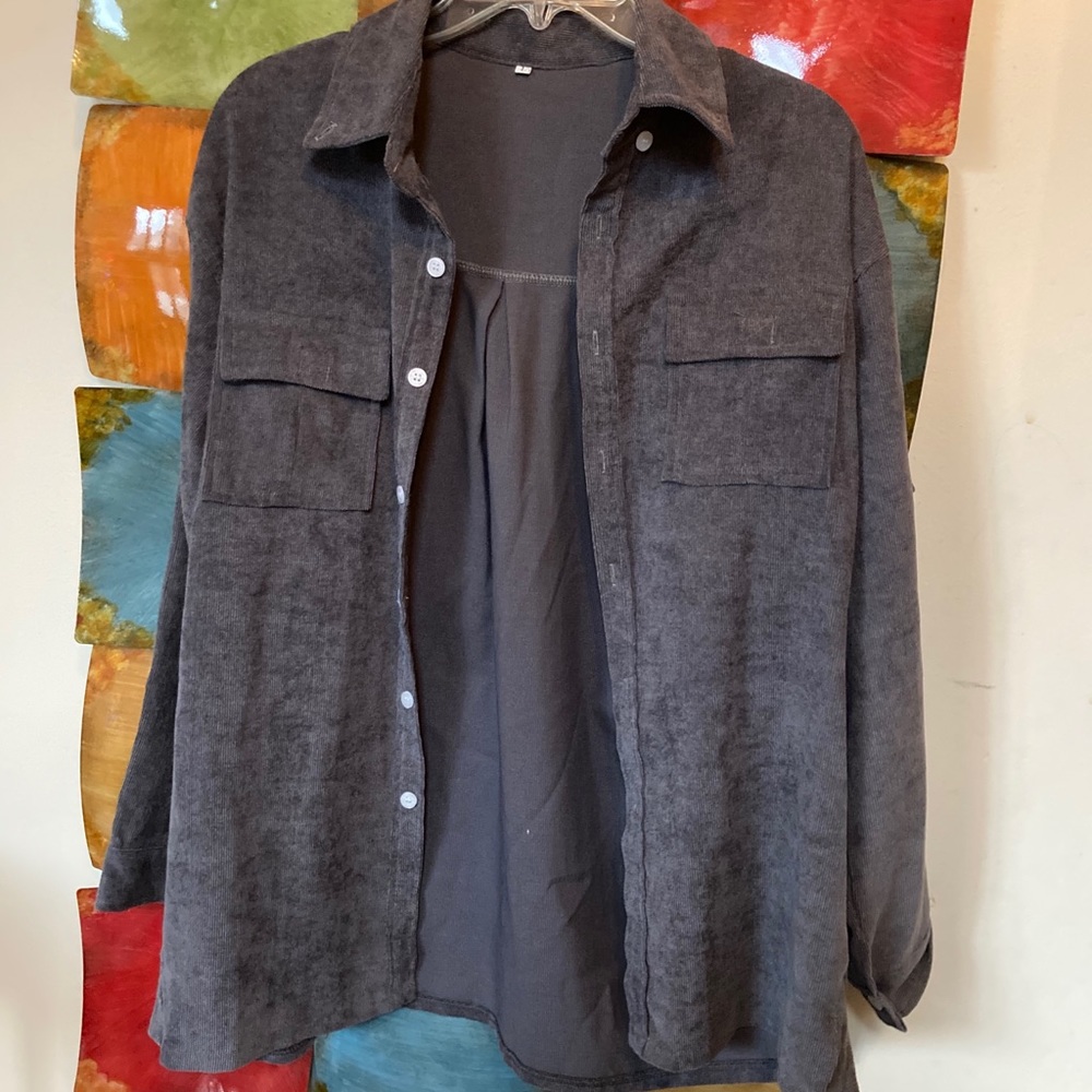 Grey Button Down Top